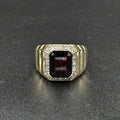 9ct Yellow Gold 12x10mm Red Emerald & Diamond Ring
