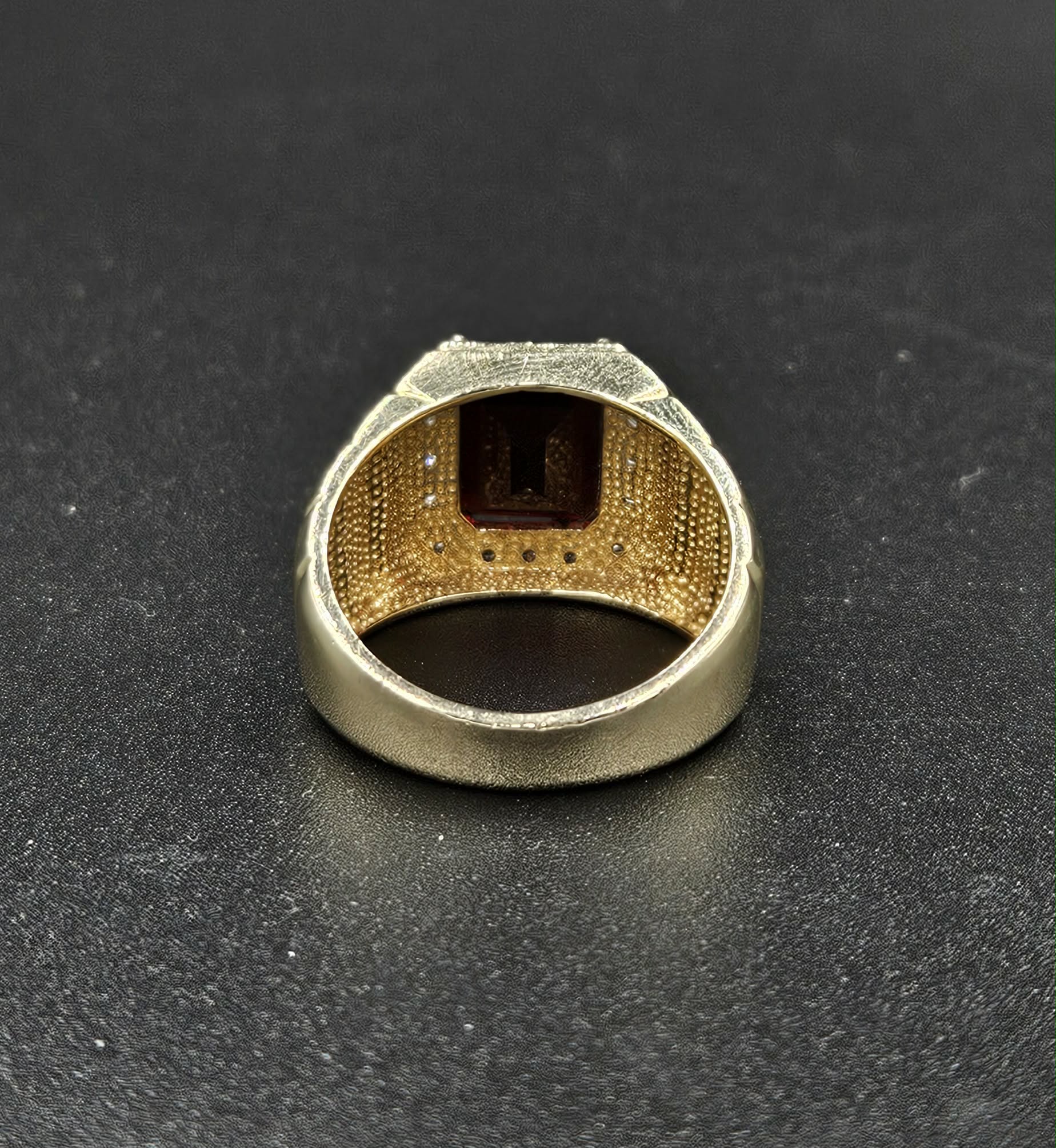 9ct Yellow Gold 12x10mm Red Emerald & Diamond Ring
