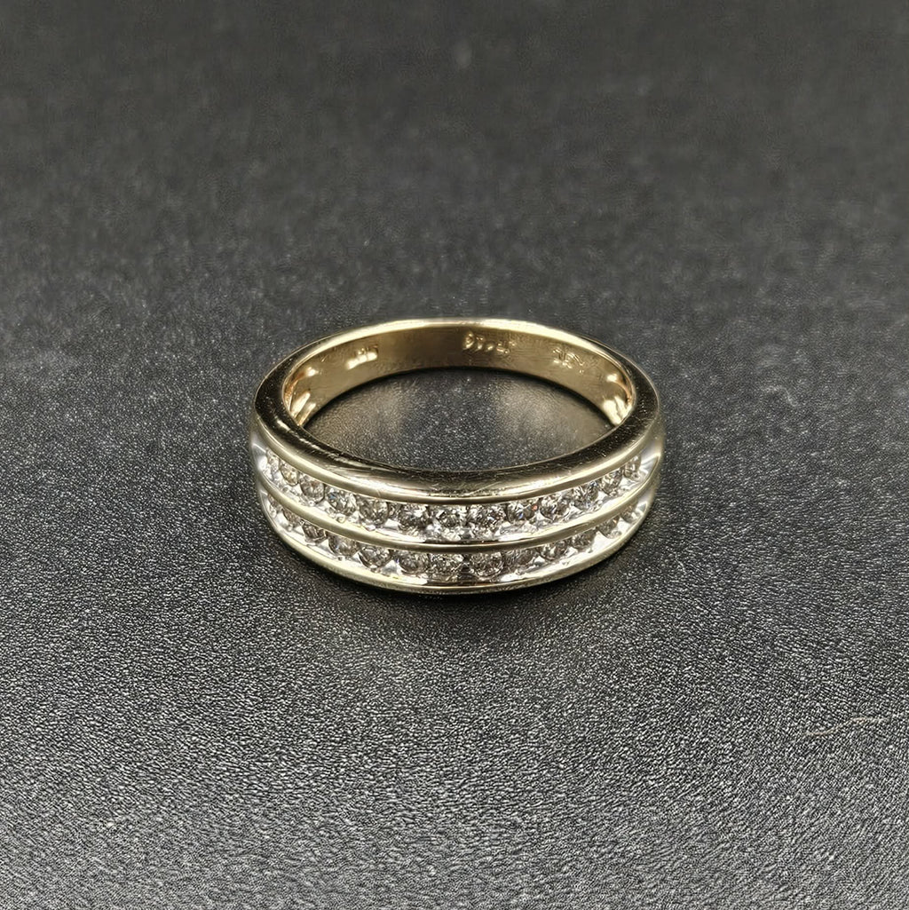 9ct Yellow Gold Double Row Diamond Ring
