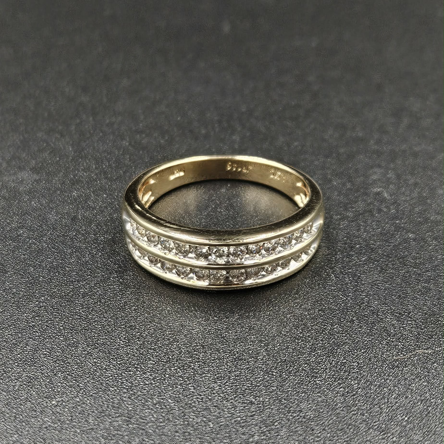 9ct Yellow Gold Double Row Diamond Ring