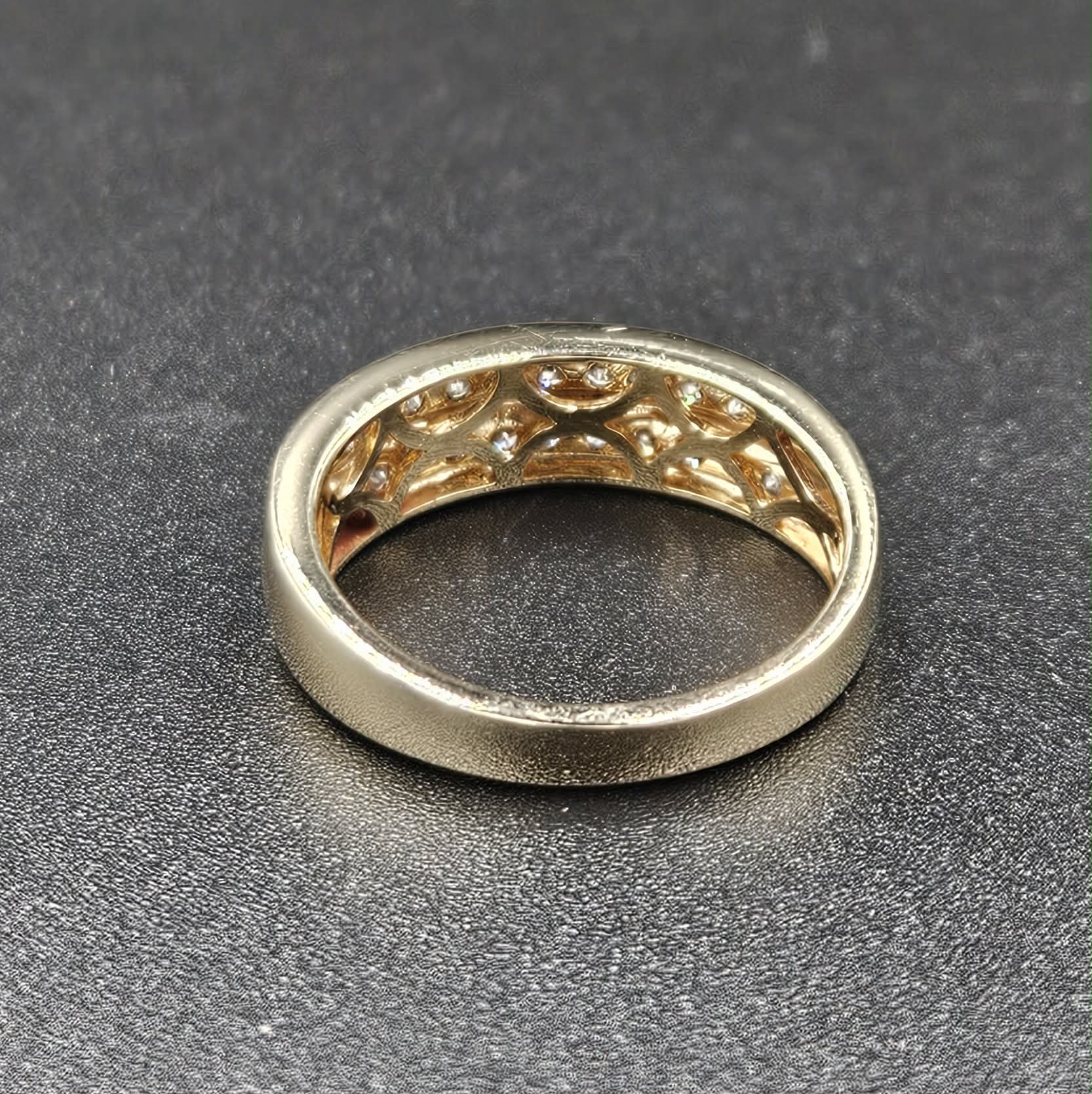 9ct Yellow Gold Double Row Diamond Ring