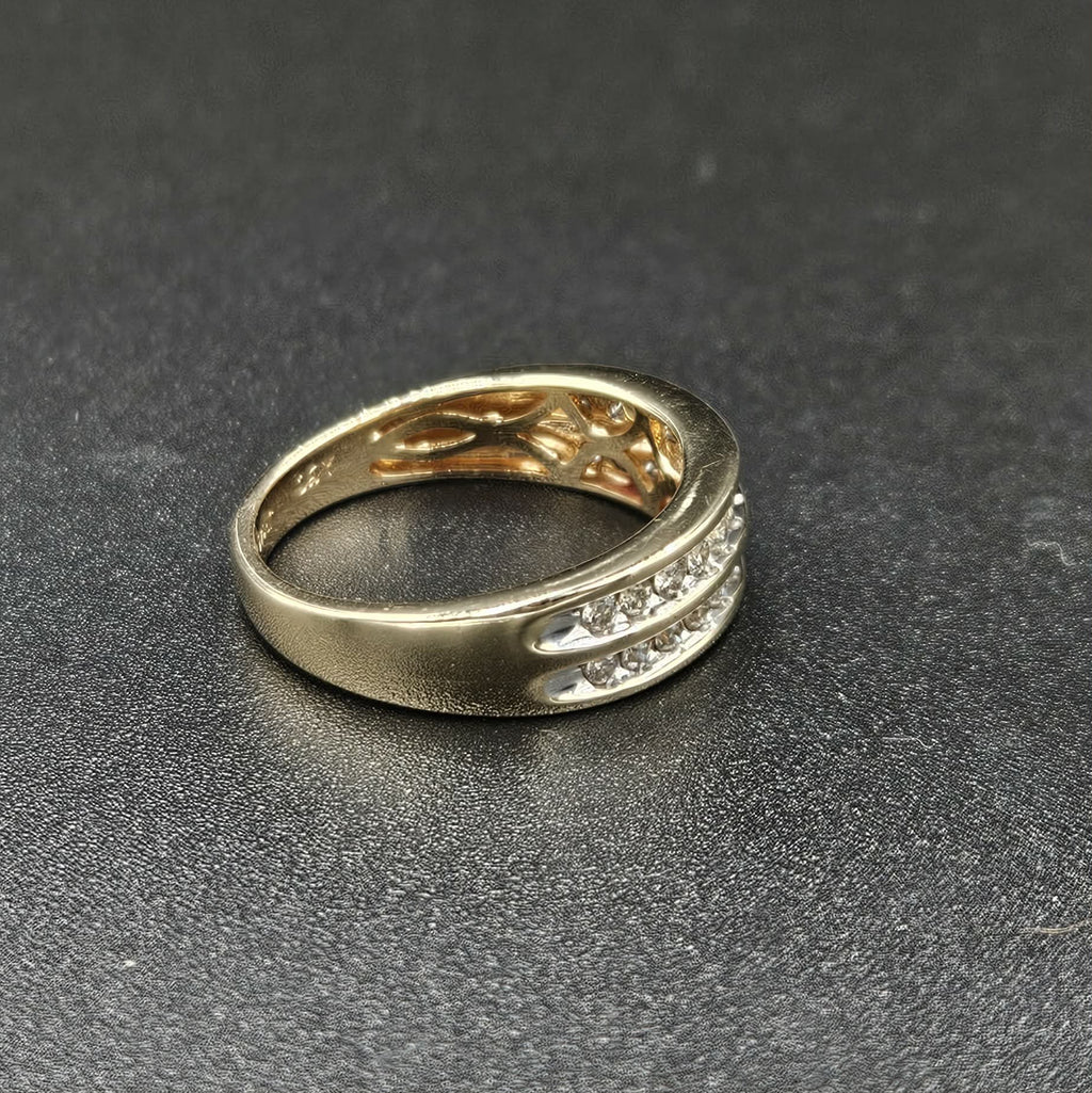 9ct Yellow Gold Double Row Diamond Ring