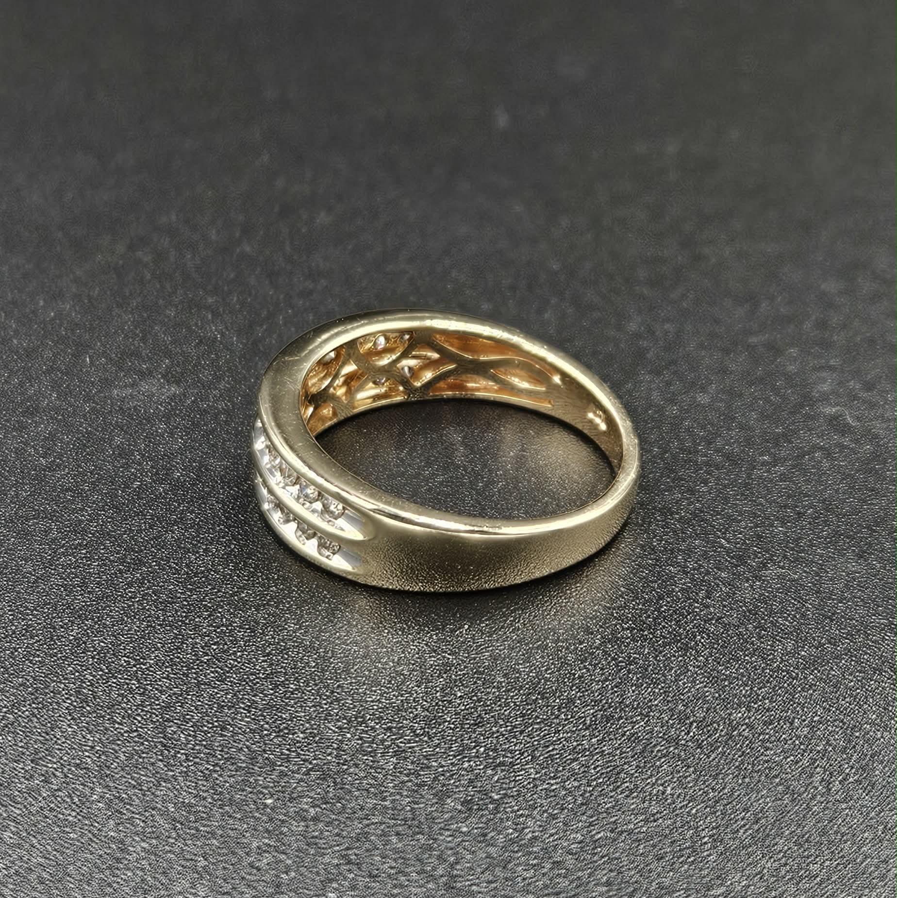 9ct Yellow Gold Double Row Diamond Ring