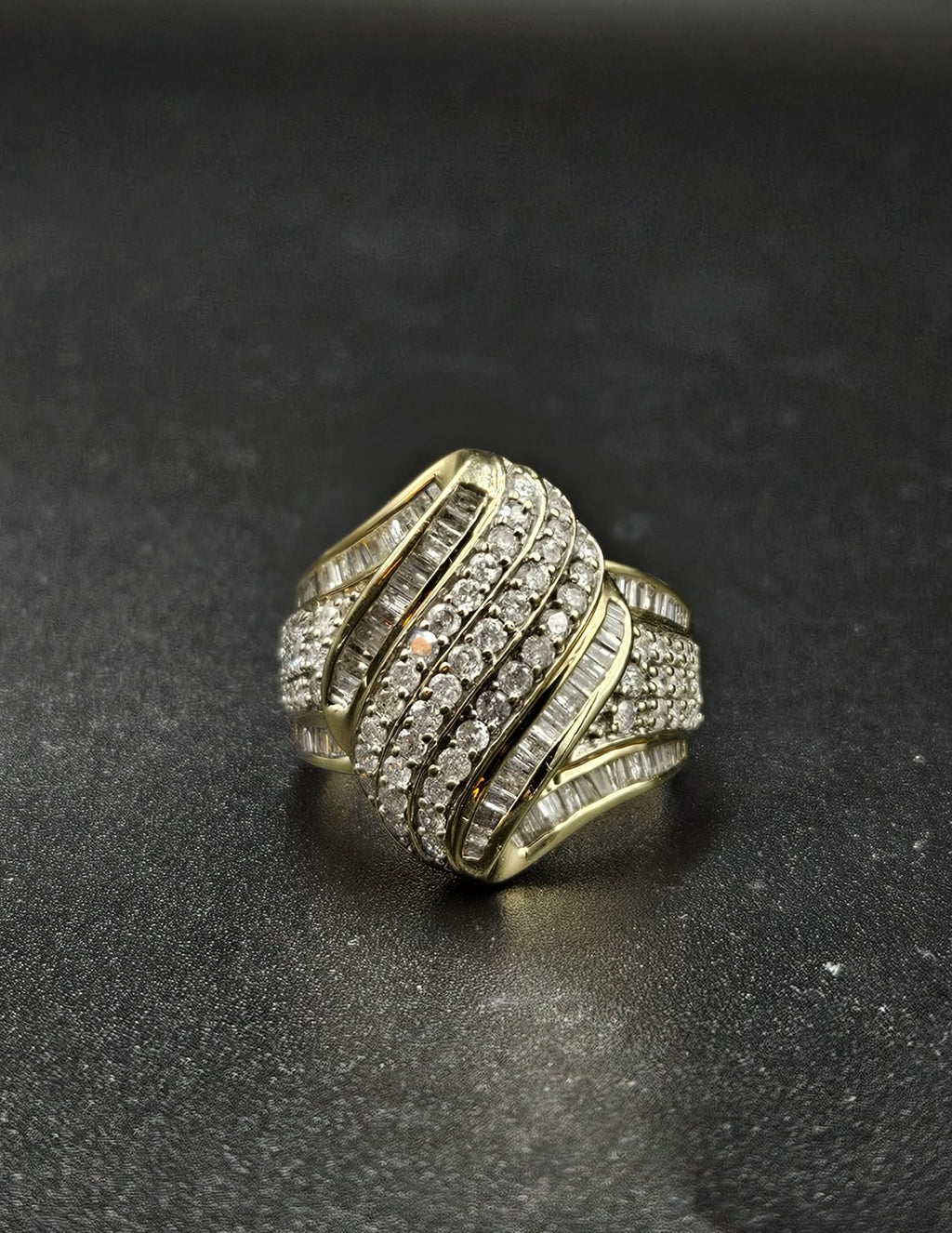 9ct Yellow Gold Diamond Ladies Dress Ring