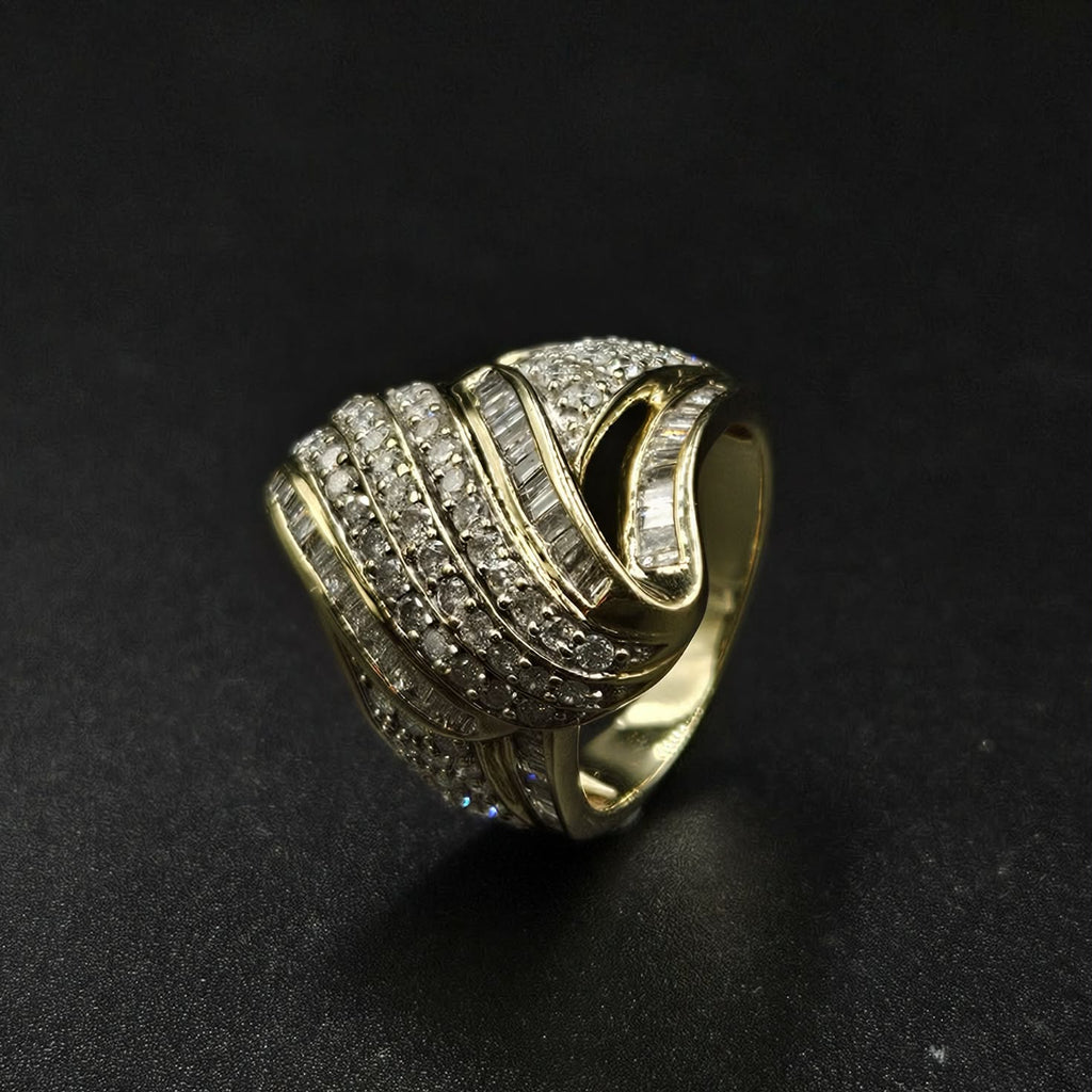 9ct Yellow Gold Diamond Ladies Dress Ring