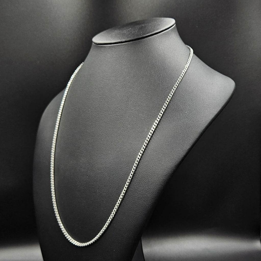9ct White Gold Curb Style 55cm Chain
