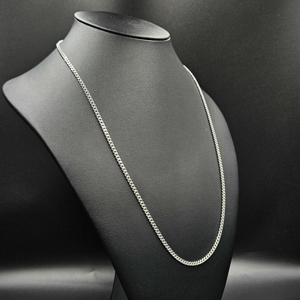 9ct White Gold Curb Style 55cm Chain