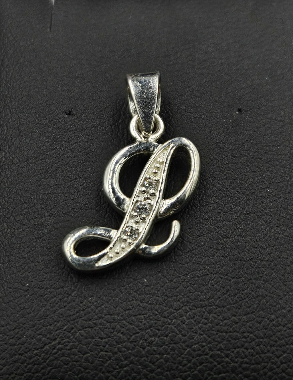 Sterling Silver Cubic Zirconia Letter L Pendant
