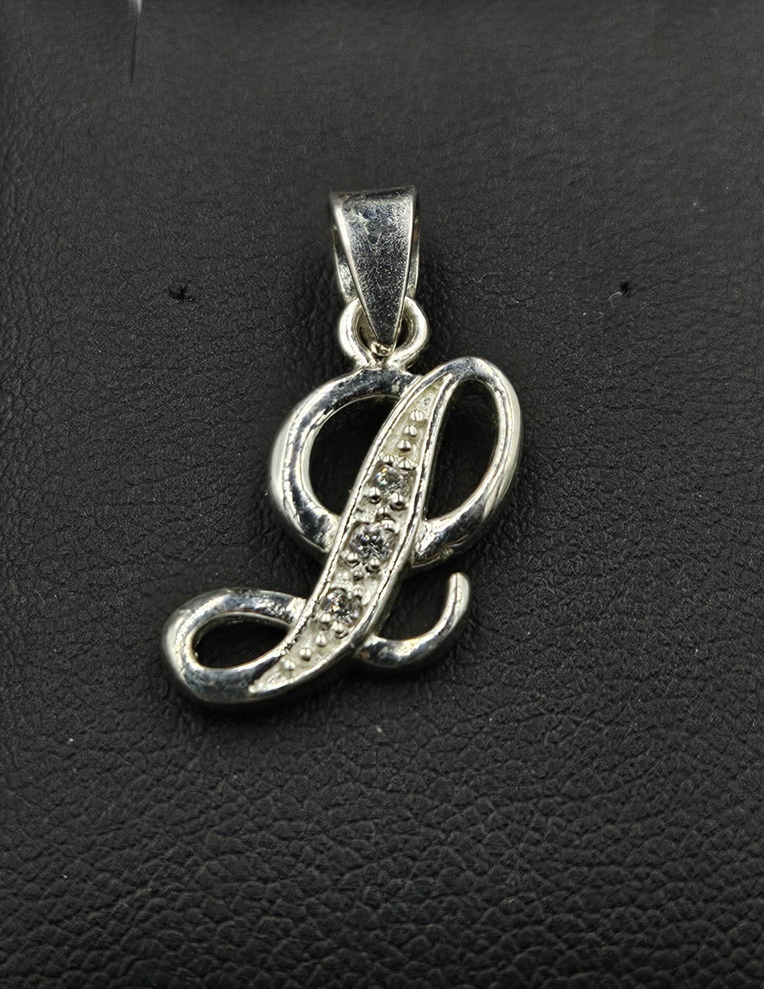 Sterling Silver Cubic Zirconia Letter L Pendant