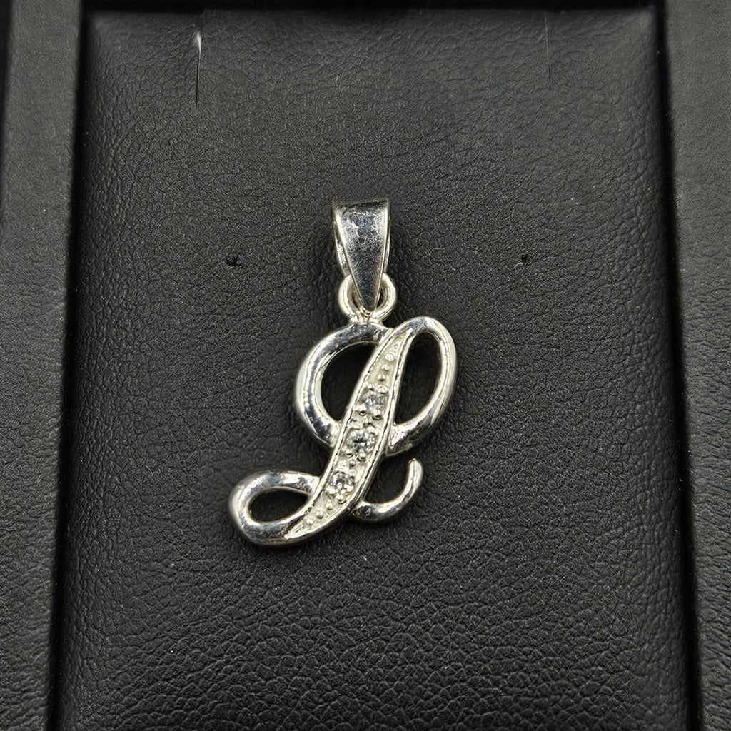 Sterling Silver Cubic Zirconia Letter L Pendant