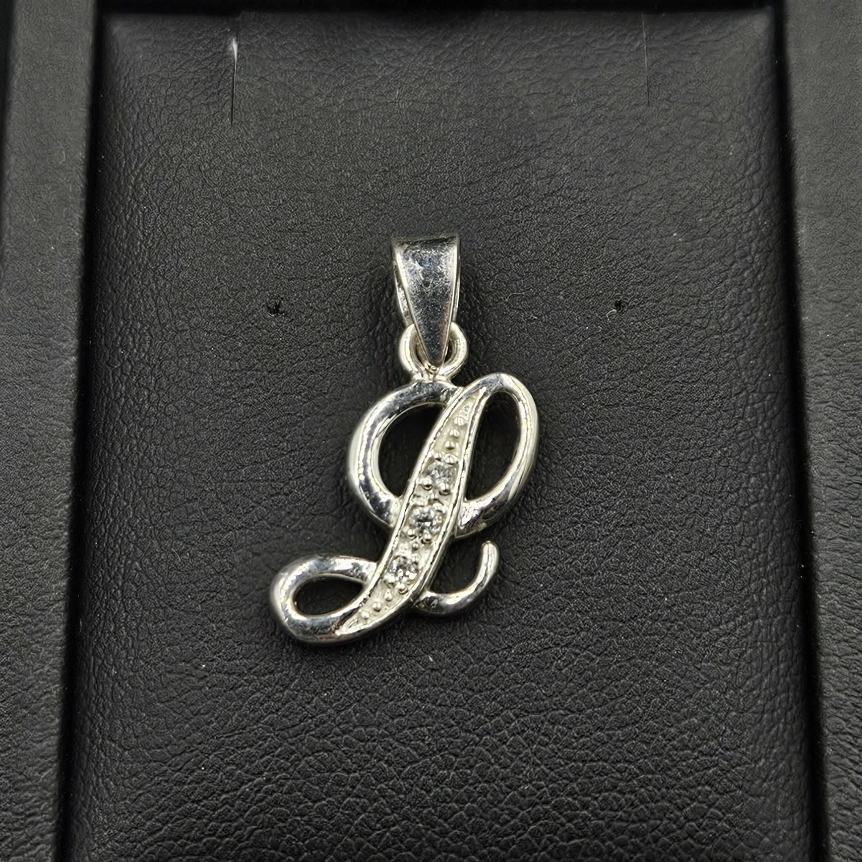 Sterling Silver Cubic Zirconia Letter L Pendant