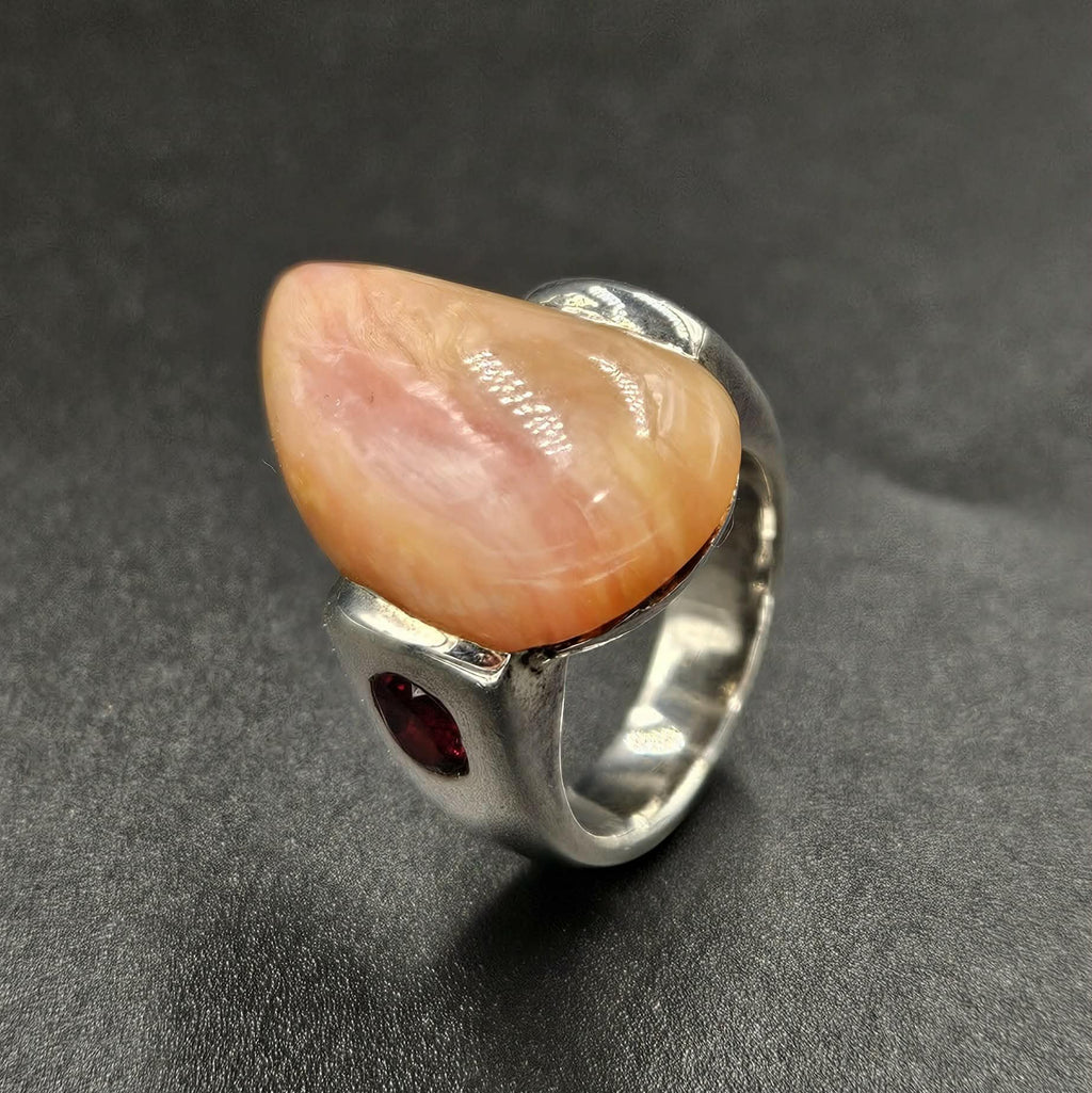 Sterling Silver Agate & Ruby Ring