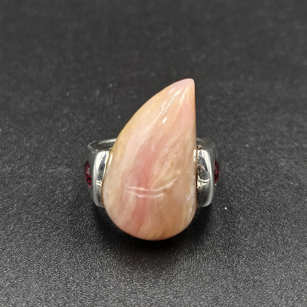 Sterling Silver Agate & Ruby Ring