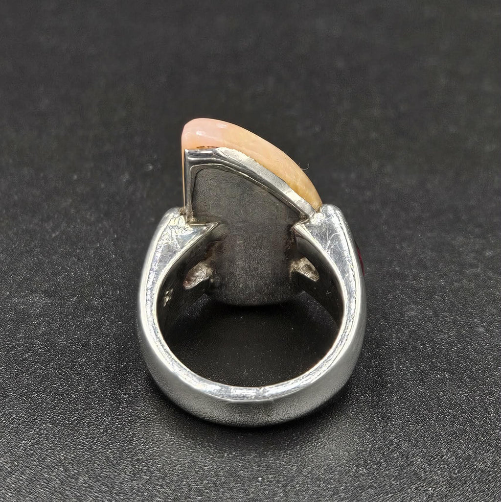 Sterling Silver Agate & Ruby Ring