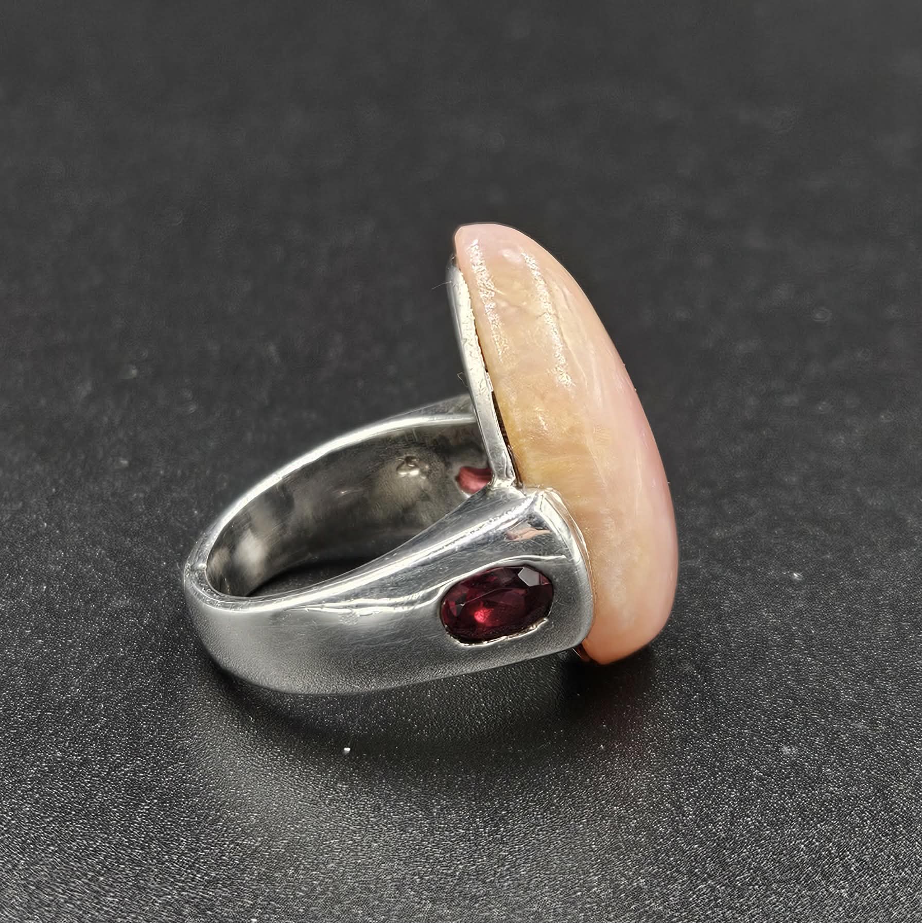 Sterling Silver Agate & Ruby Ring