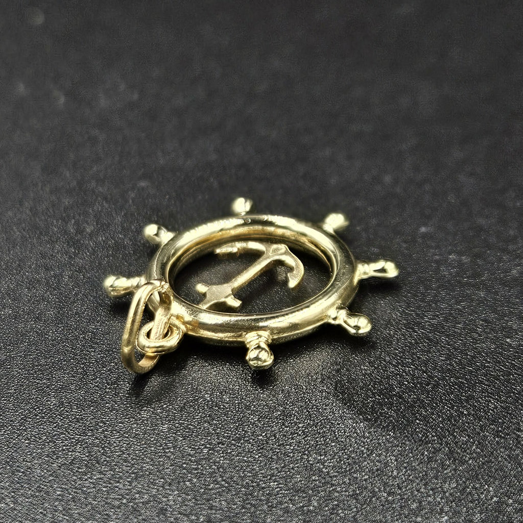 9ct Yellow Gold Anchor & Wheel Pendant