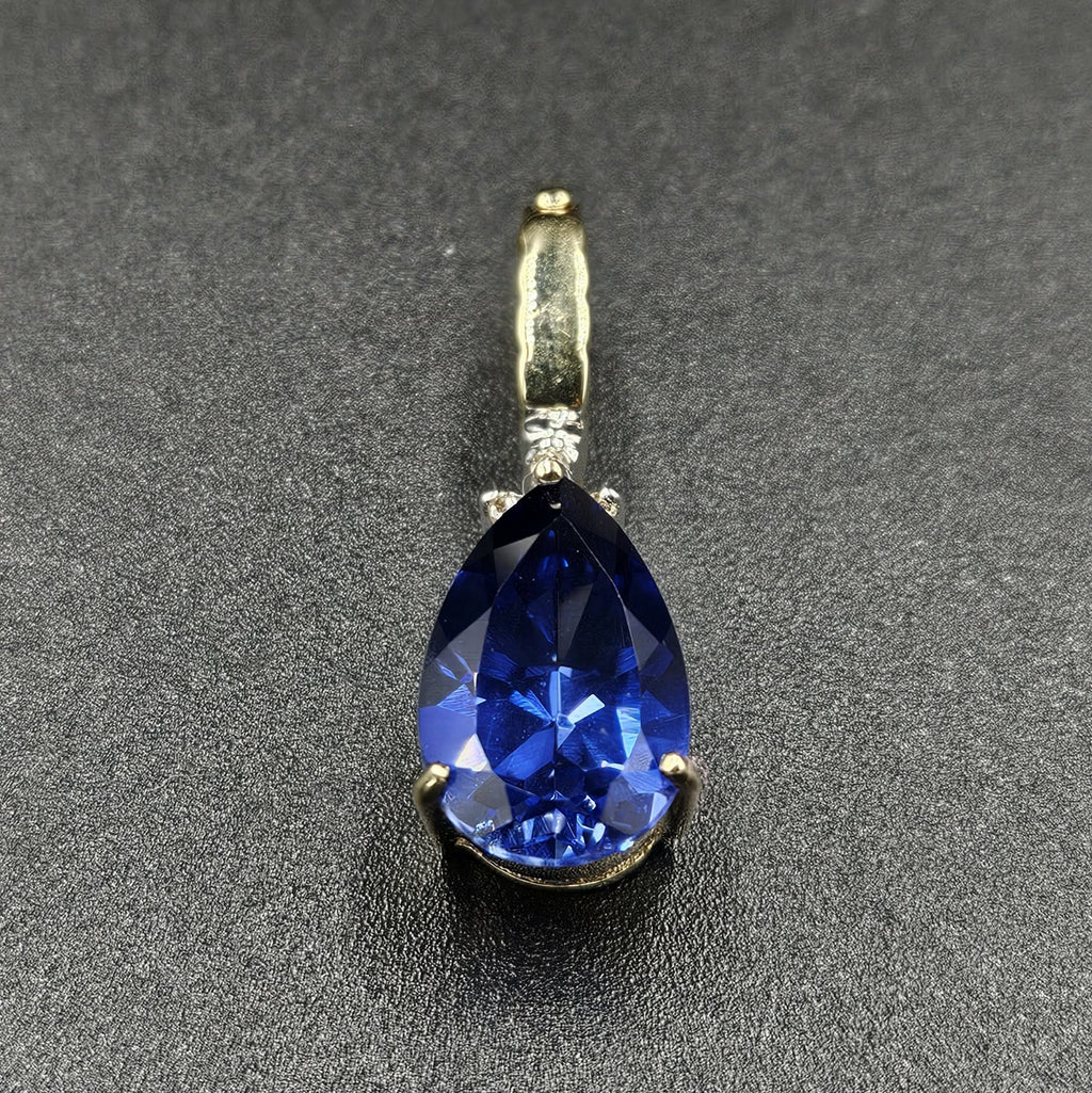 9ct Yellow Gold Diamond & Blue Sapphire Pendant