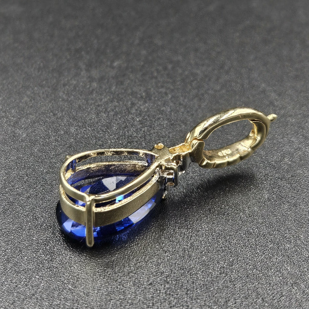 9ct Yellow Gold Diamond & Blue Sapphire Pendant