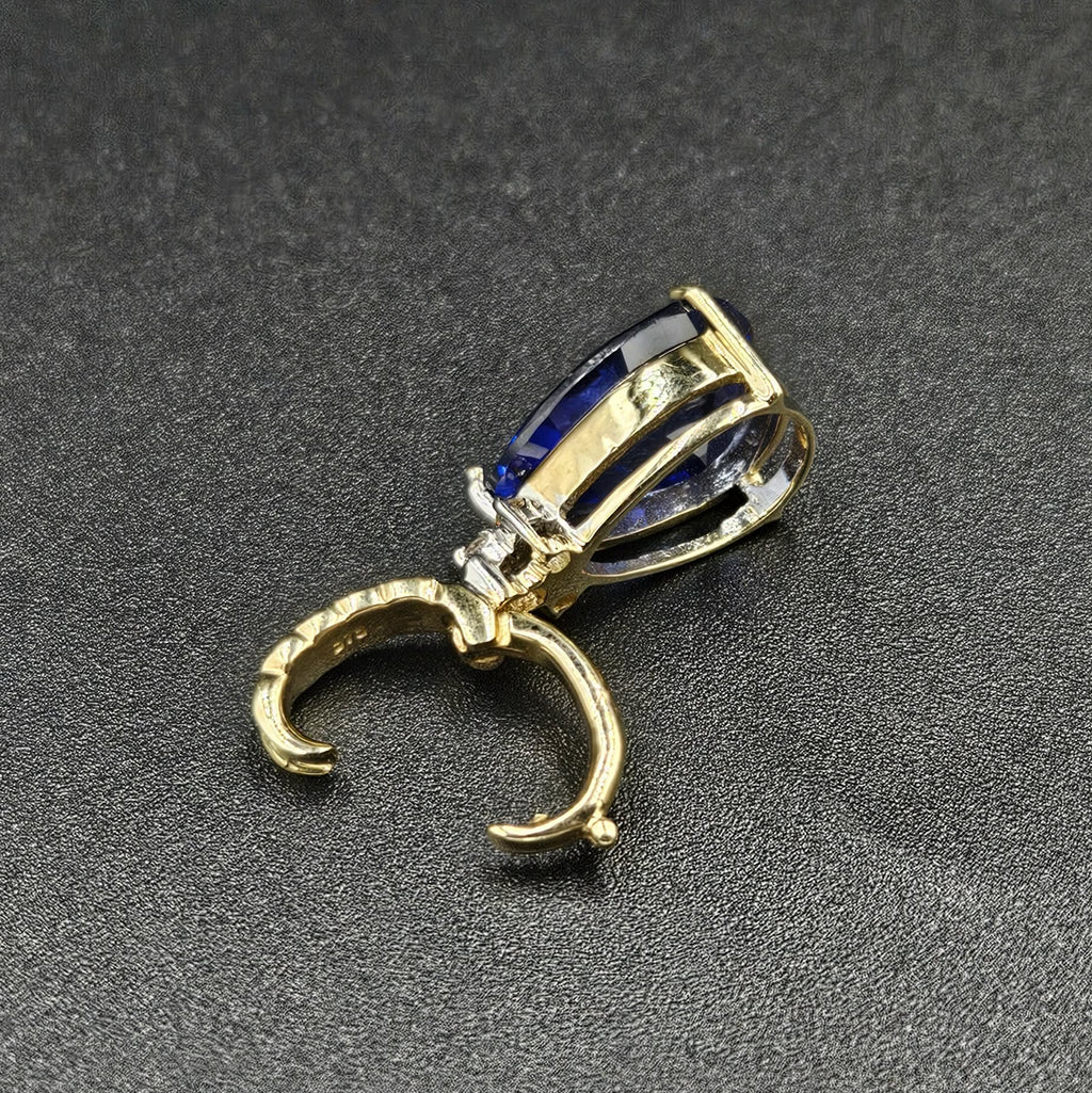 9ct Yellow Gold Diamond & Blue Sapphire Pendant