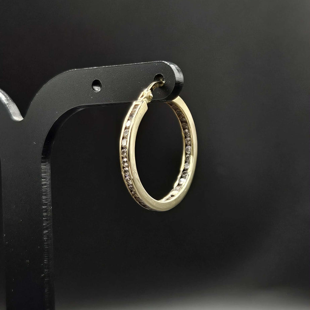 9ct Yellow Gold Diamond Hoop Earrings