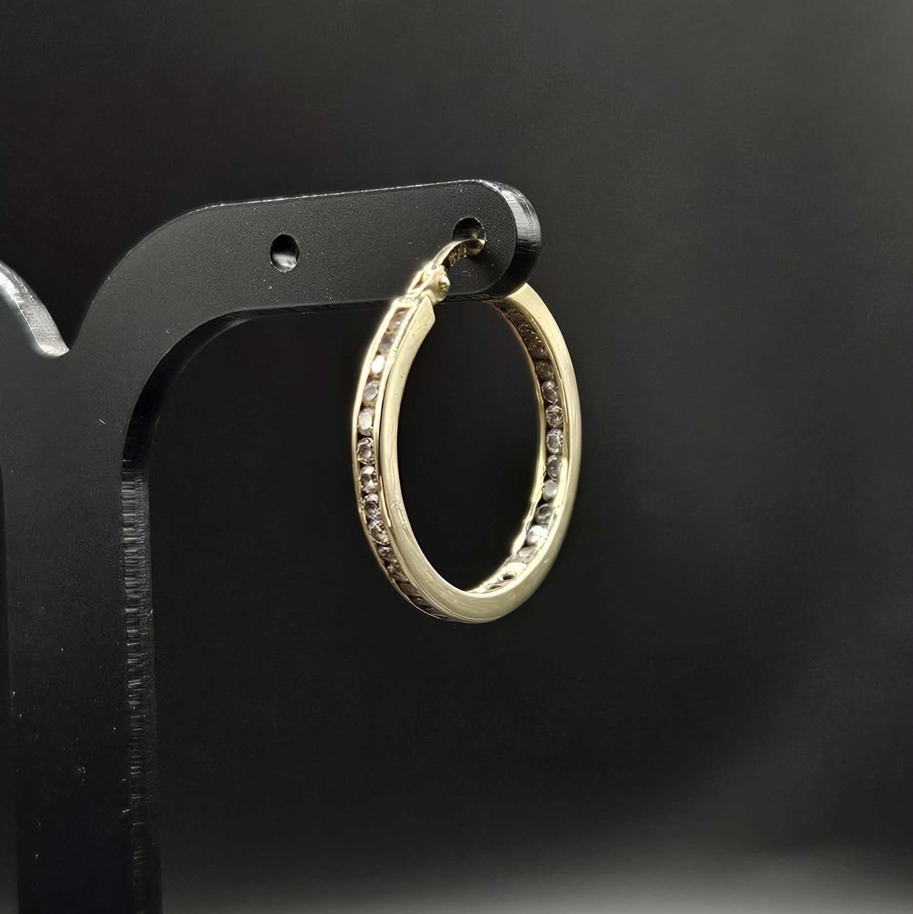 9ct Yellow Gold Diamond Hoop Earrings