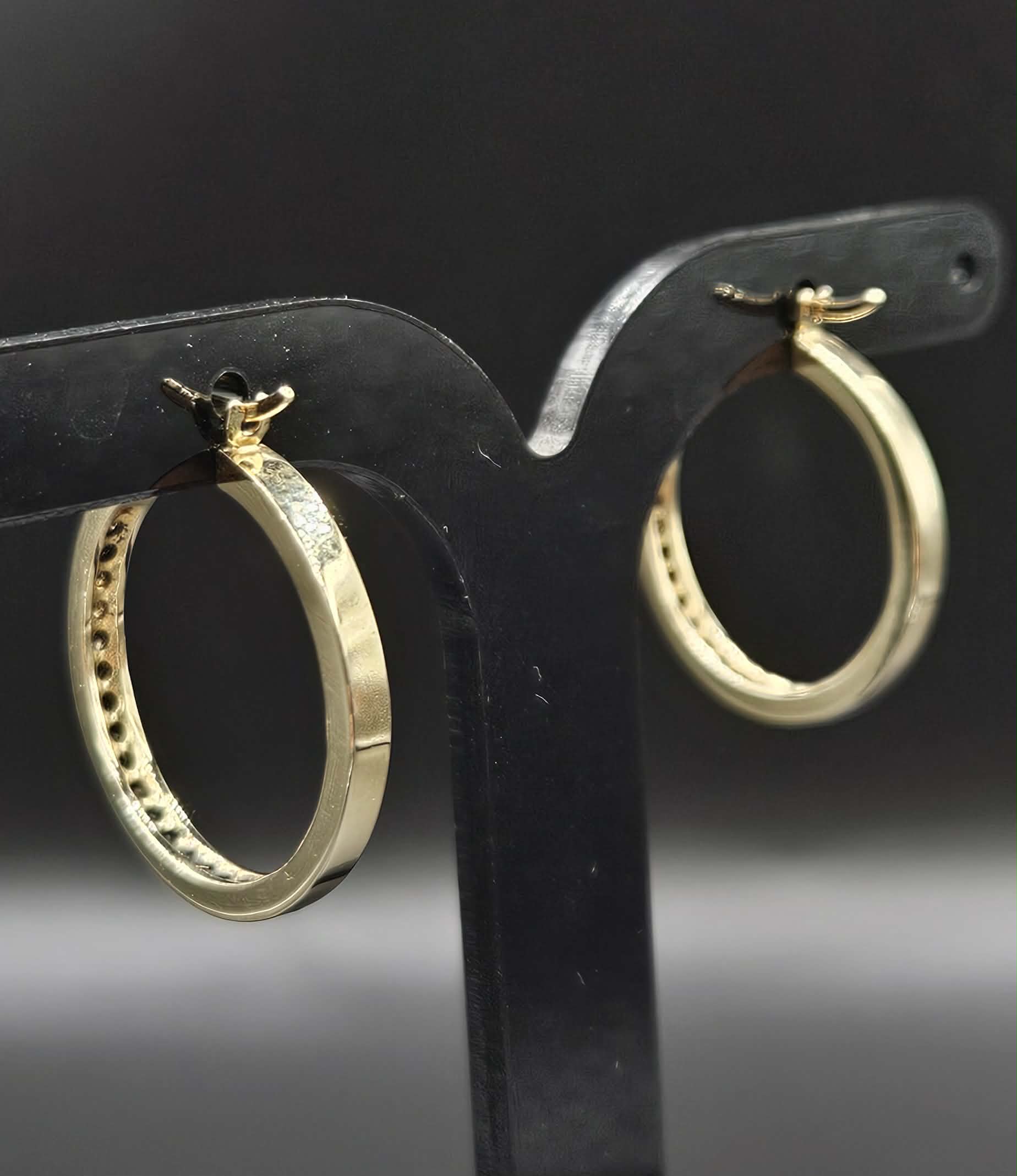 9ct Yellow Gold Diamond Hoop Earrings