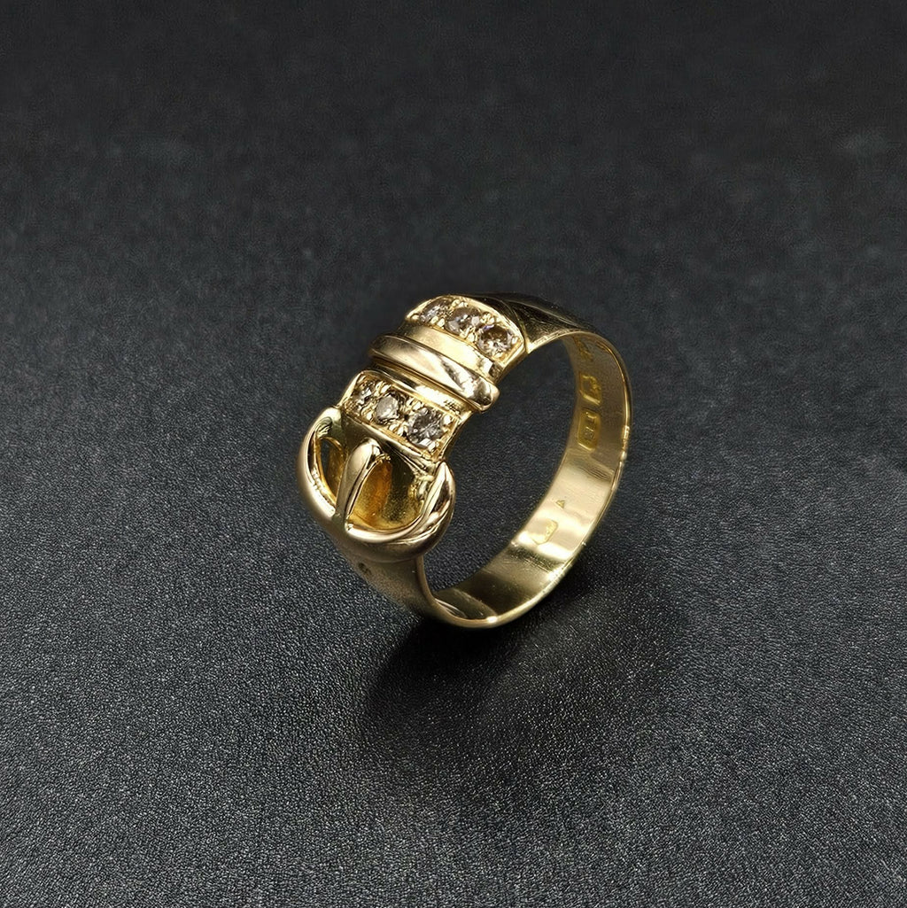 18ct Yellow Gold Diamond Belt Style Ring