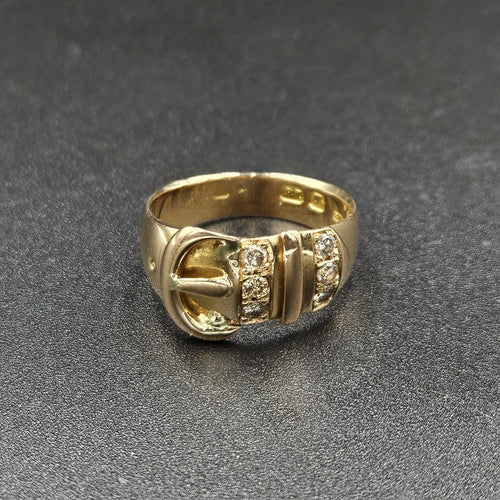 18ct Yellow Gold Diamond Belt Style Ring