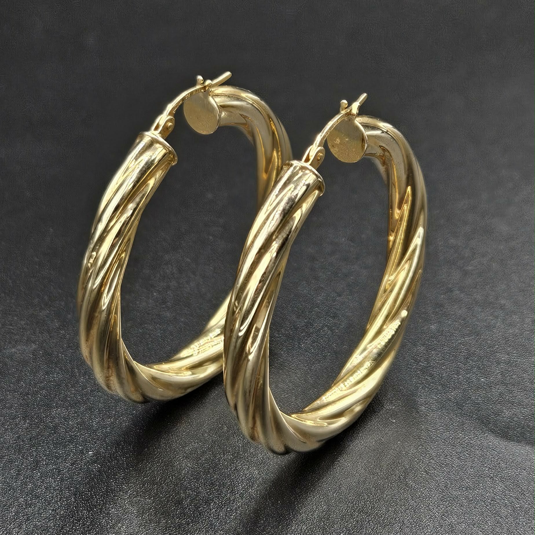 9ct Yellow Gold Twisted Hoop Earrings