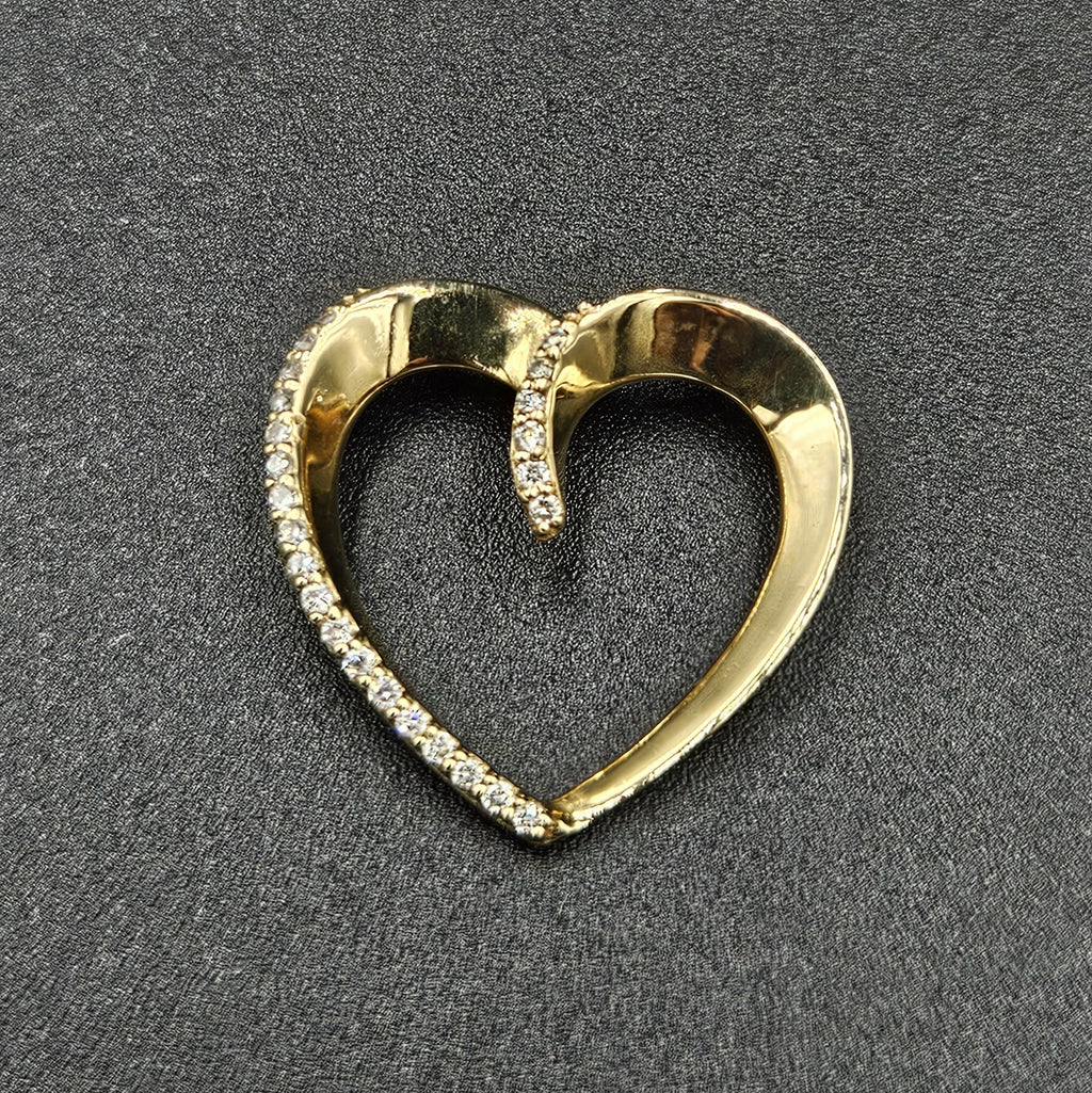 9ct Yellow Gold Cubic Zirconia Heart Pendant