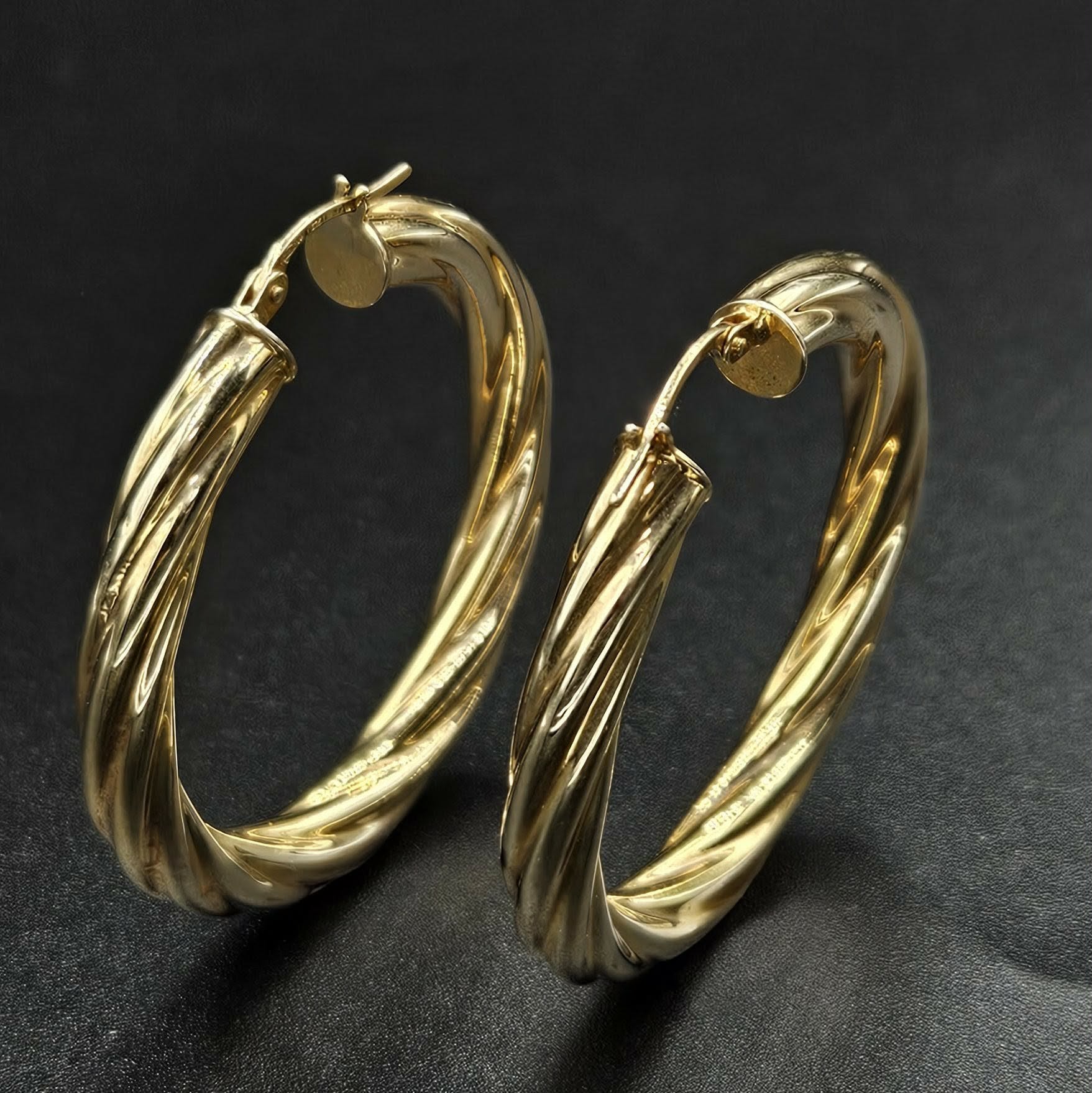 9ct Yellow Gold Twisted Hoop Earrings