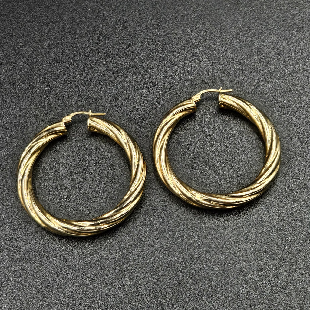 9ct Yellow Gold Twisted Hoop Earrings