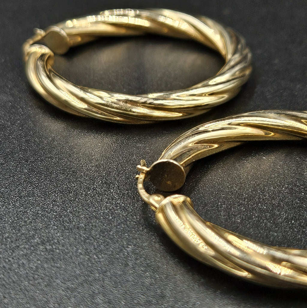 9ct Yellow Gold Twisted Hoop Earrings
