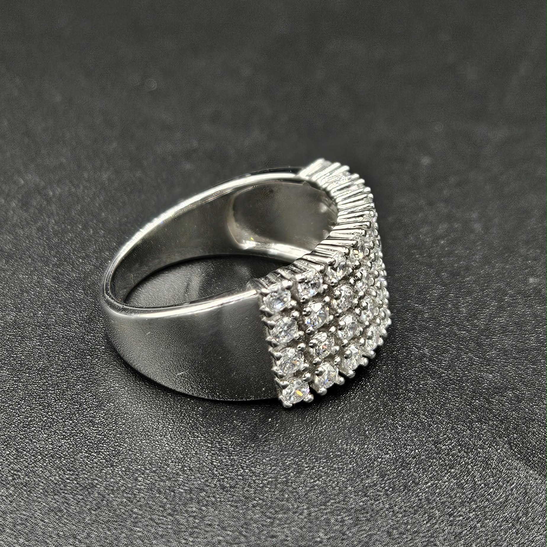 Sterling Silver 36 Stone Cubic Zirconia Ring
