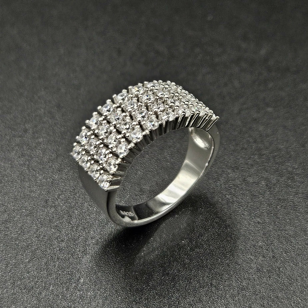 Sterling Silver 36 Stone Cubic Zirconia Ring