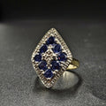 9ct Yellow Gold Blue Sapphire Diamond Ladies Ring