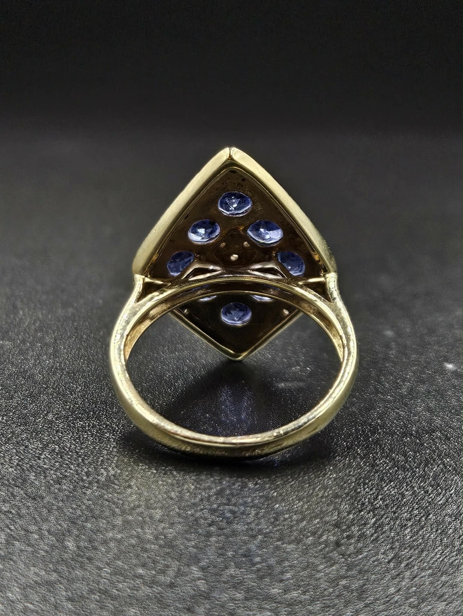 9ct Yellow Gold Blue Sapphire Diamond Ladies Ring