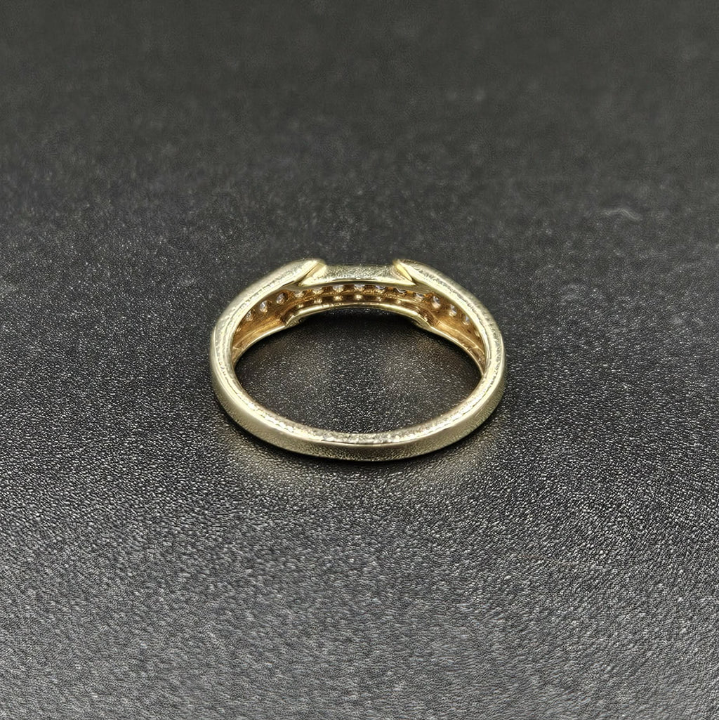 9ct Yellow Gold, 17 Diamond Band Ring