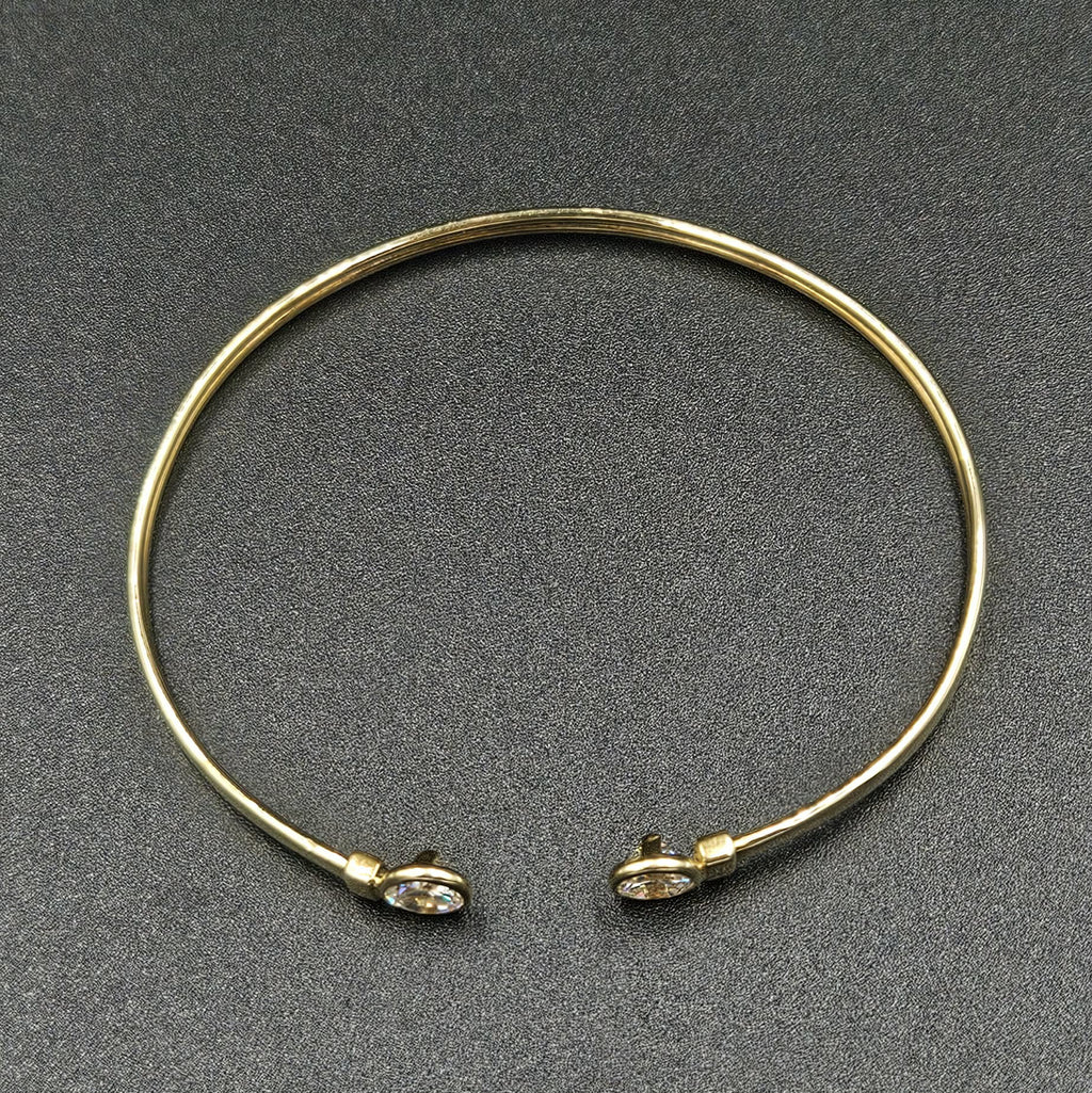 9ct Yellow Gold Open End Cubic Zirconia Bangle