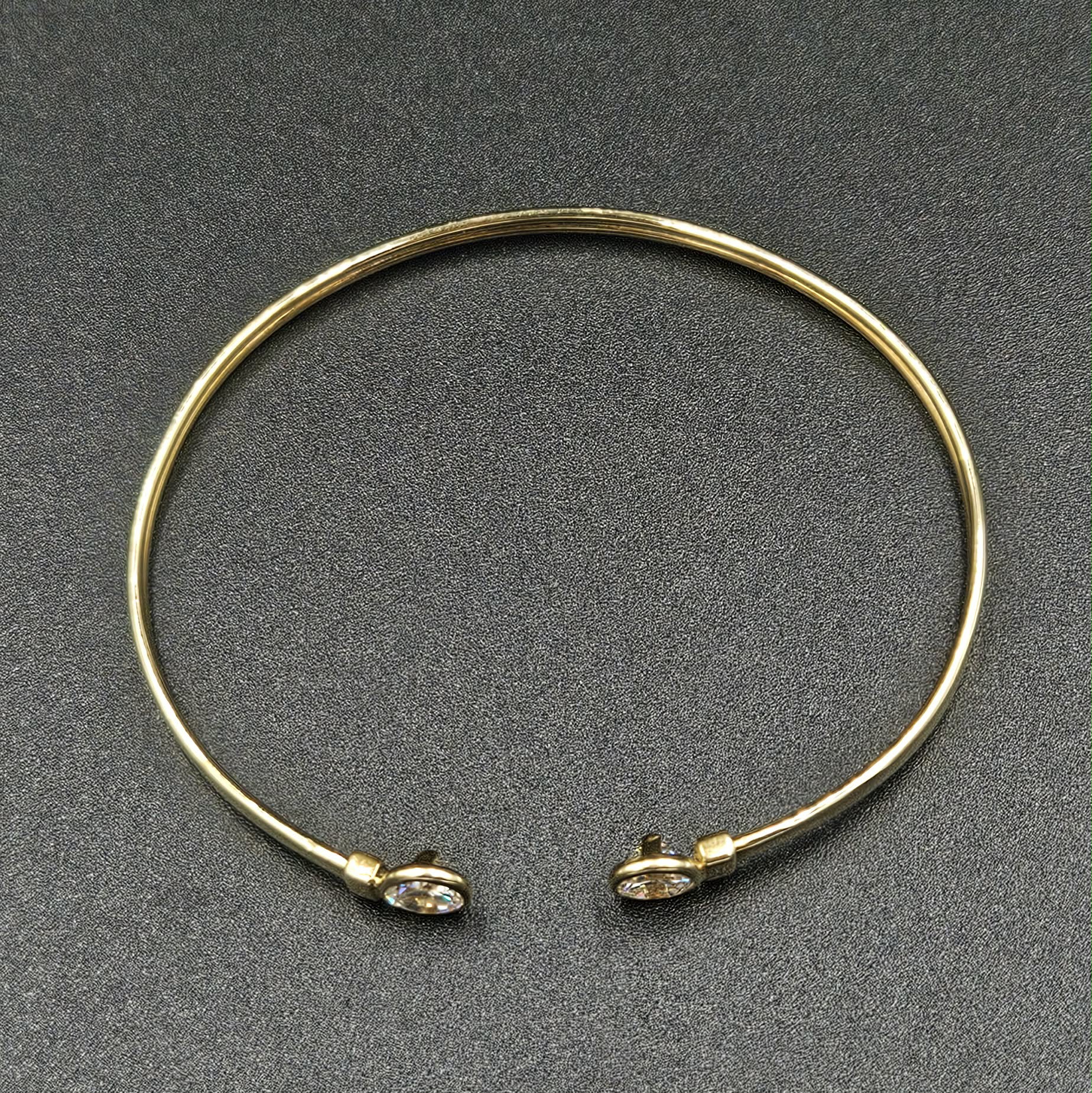 9ct Yellow Gold Open End Cubic Zirconia Bangle