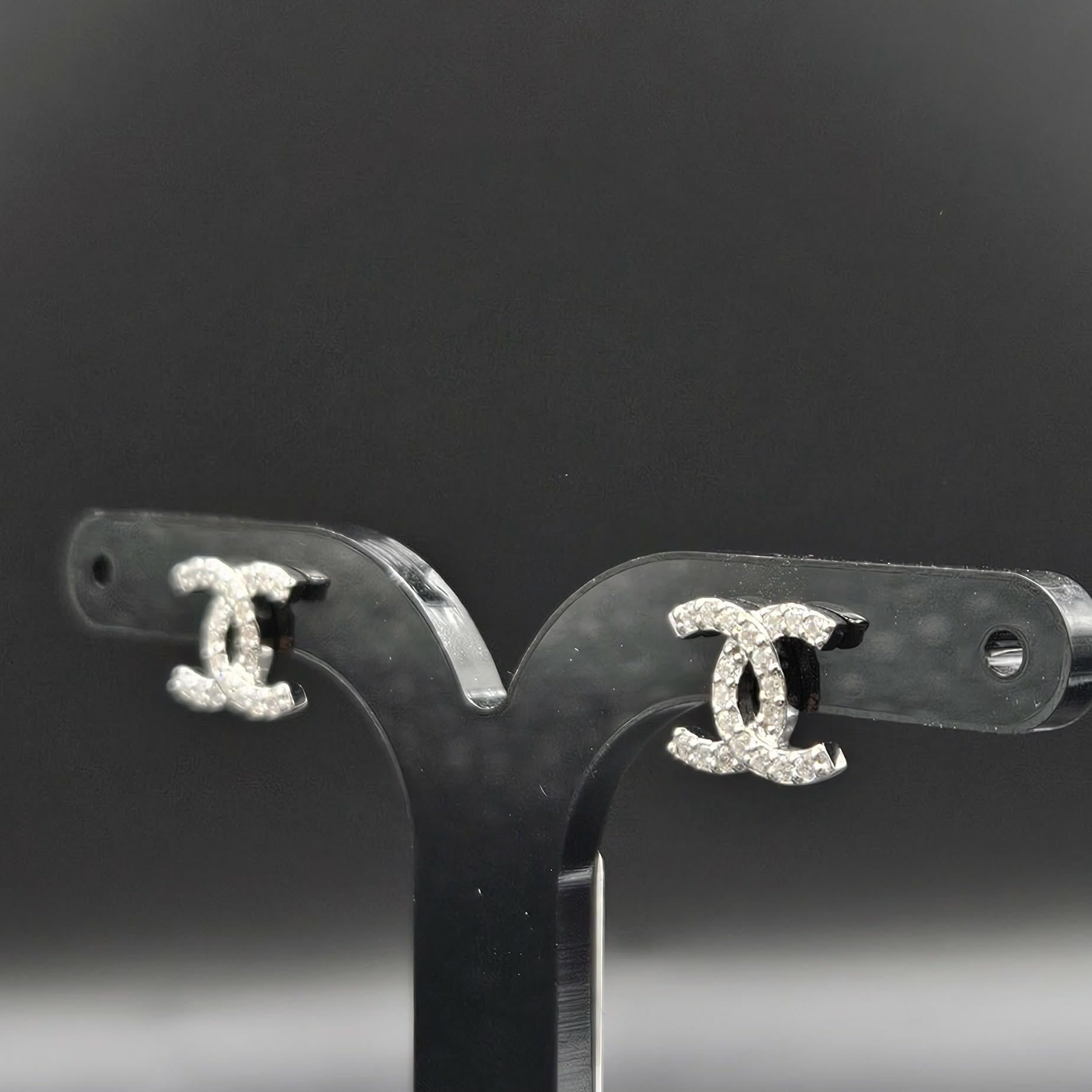 Brand new Sterling Silver Cubic Zirconia Chanel Style Stud Earrings