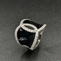 Brand New Sterling Silver, Onyx & Cubic Zirconia Ring