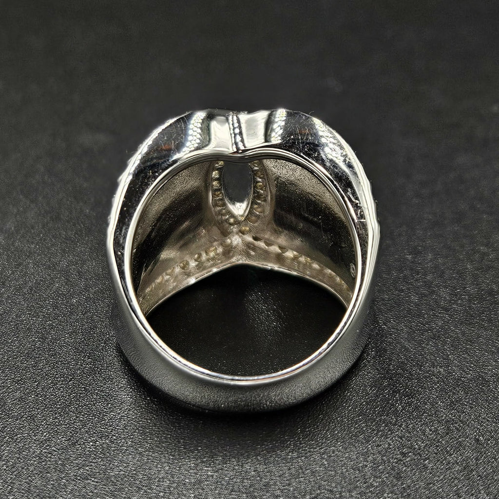 Brand New Sterling Silver, Onyx & Cubic Zirconia Ring