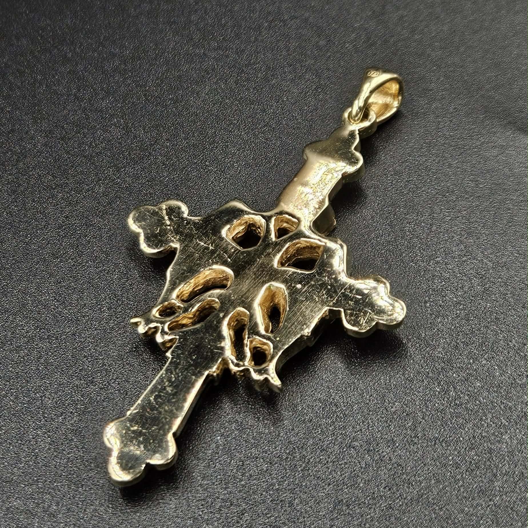 9ct Yellow Gold & Ruby Byzantine / Eastern Orthodox Cross Design
