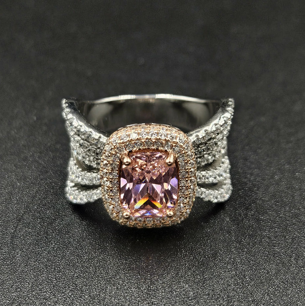 Brand New Sterling Silver, Pink Sapphire & Cubic Zirconia Ladies Ring