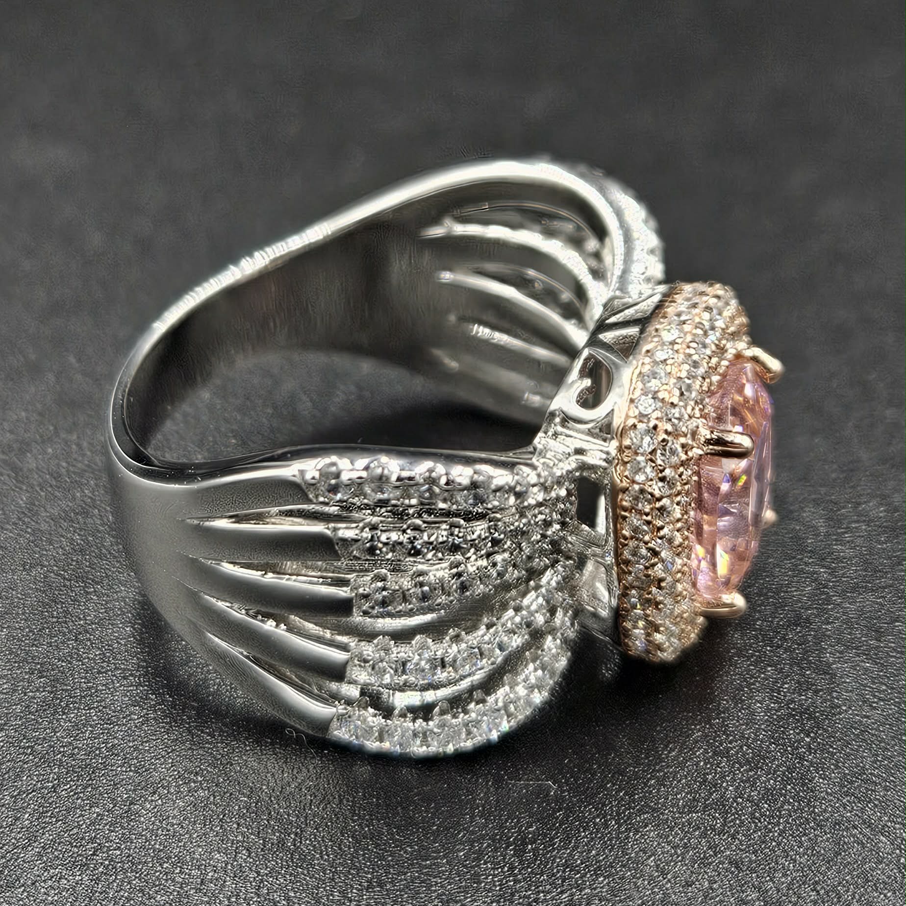 Brand New Sterling Silver, Pink Sapphire & Cubic Zirconia Ladies Ring