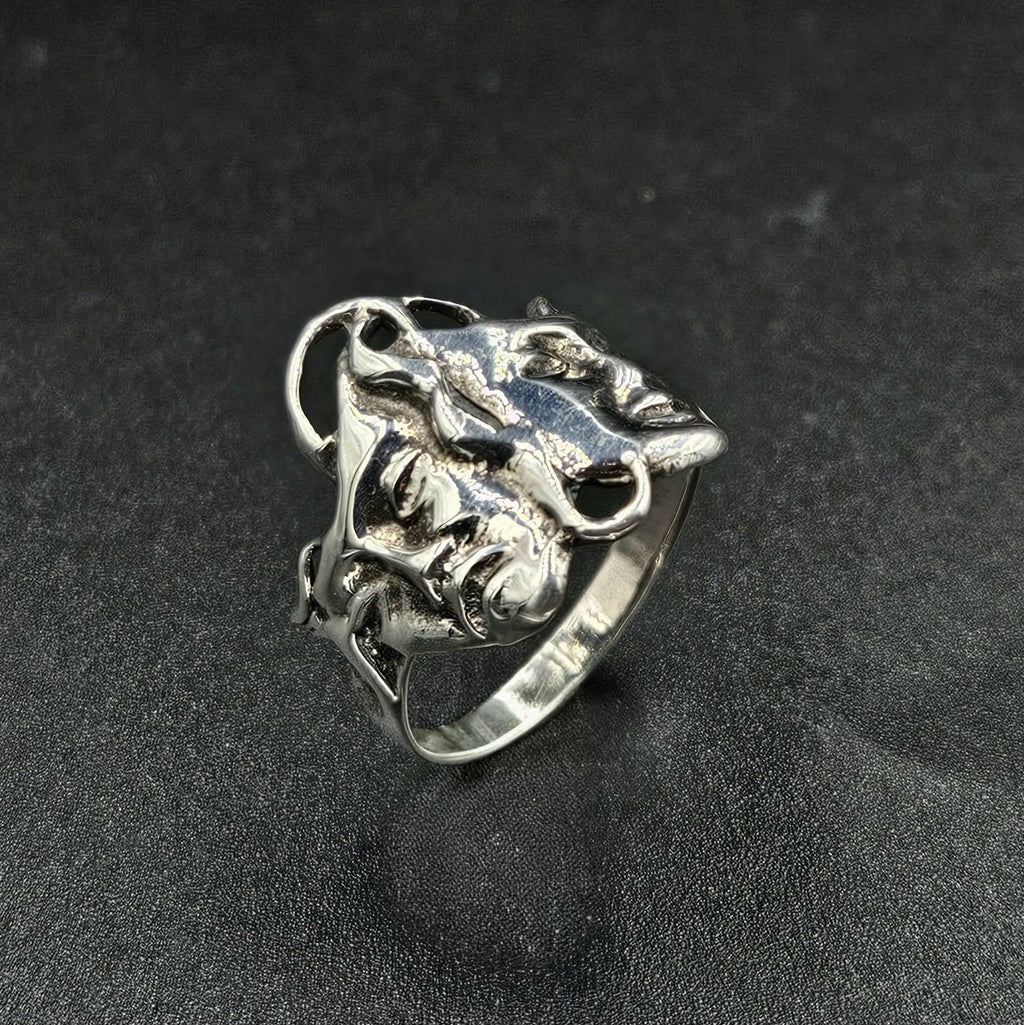 Silver Comedy And Tragedy Mask Ring
