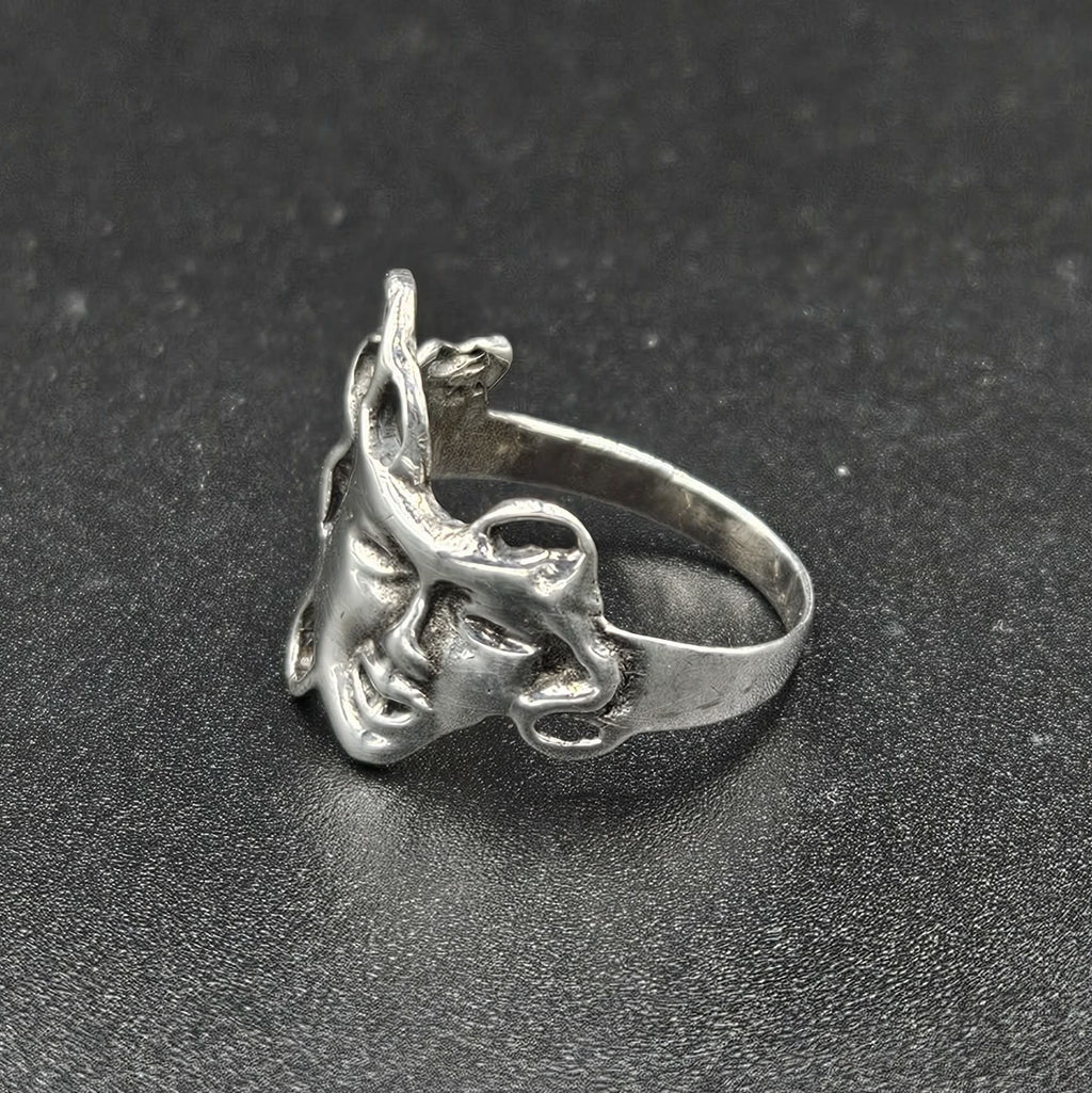 Silver Comedy And Tragedy Mask Ring