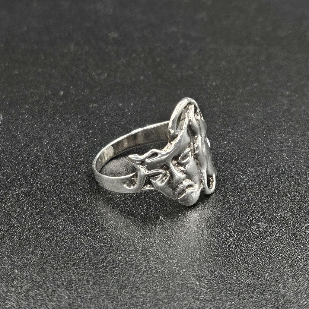 Silver Comedy And Tragedy Mask Ring
