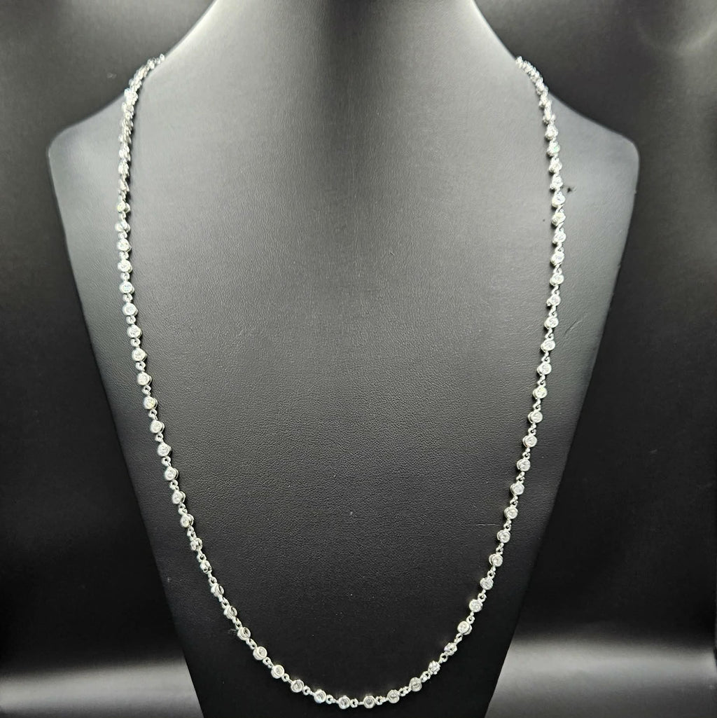 Brand New Sterling Silver Cubic Zirconia 118 Stone Necklace